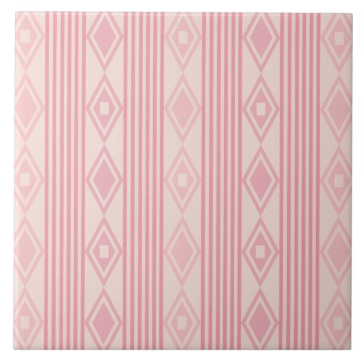 Boho Diamonds Stripes Pink Vanilla Tegeltje (Voorkant)