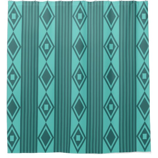 Boho Diamonds Stripes Turquoise Douchegordijn (Voorkant)