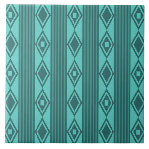Boho Diamonds Stripes Turquoise Tegeltje