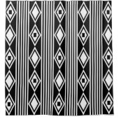 Boho Diamonds Stripes White Black Douchegordijn (Voorkant)
