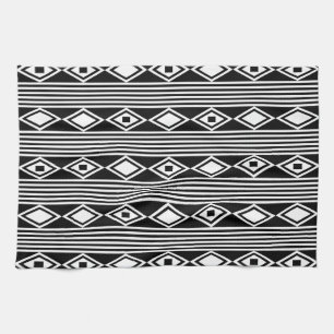 Boho Diamonds Stripes White Black Theedoek
