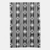 Boho Diamonds Stripes White Black Theedoek (Verticaal)