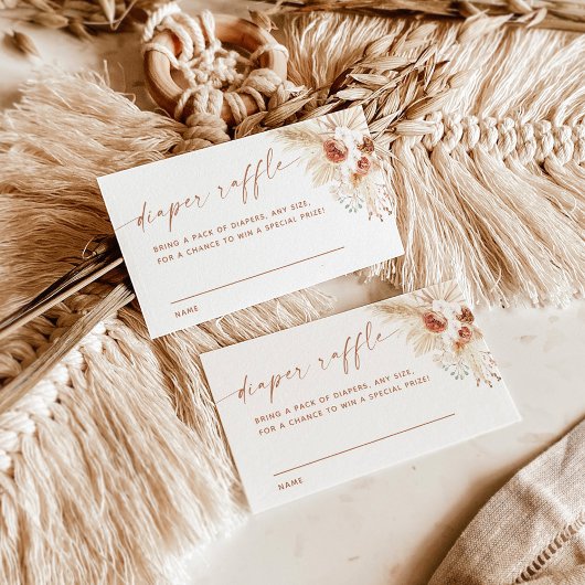Boho Diaper Raffle Card | Baby shower Pampas Grass Informatiekaartje