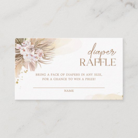 Boho Diaper Raffle Pampas Grass Baby shower Informatiekaartje (Voorkant)