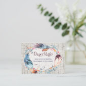 Boho Diaper Raffle Rustic Bohemian Feathers Informatiekaartje (Staand voorkant)