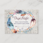 Boho Diaper Raffle Rustic Bohemian Feathers Informatiekaartje (Voorkant)