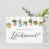 Boho die Planten hangt, ben je mijn Bridesmaid Kaart (Staand voorkant)