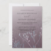 Boho Diep Paarse Pers Geperste Bloemen Bruiloft  Kaart (Voorkant)