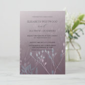 Boho Diep Paarse Pers Geperste Bloemen Bruiloft  Kaart (Staand voorkant)