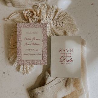 Boho Diep Rode Bloemige Botanische Bourgogne Trouw Save The Date