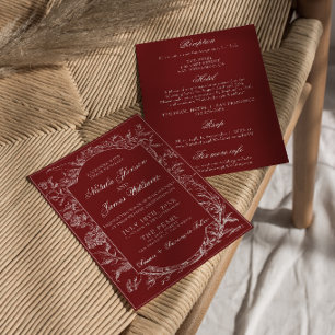 Boho Dieprode Bloemrijke Bourgogne All-in-One Brui Kaart