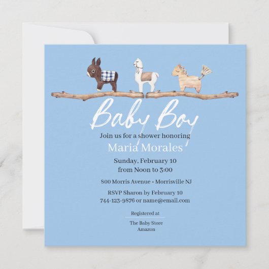 Boho Dieren Baby Jongen Shower Uitnodigingen (Voorkant)