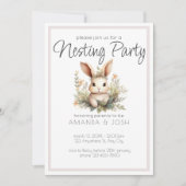 Boho dieren cute konijn botanische Nesting Party Kaart (Voorkant)