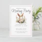 Boho dieren cute konijn botanische Nesting Party Kaart (Staand voorkant)