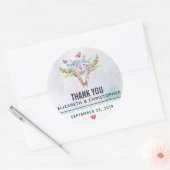 Boho Dierenschedel met Vlinders Bruiloft Bedankt Ronde Sticker (Envelop)