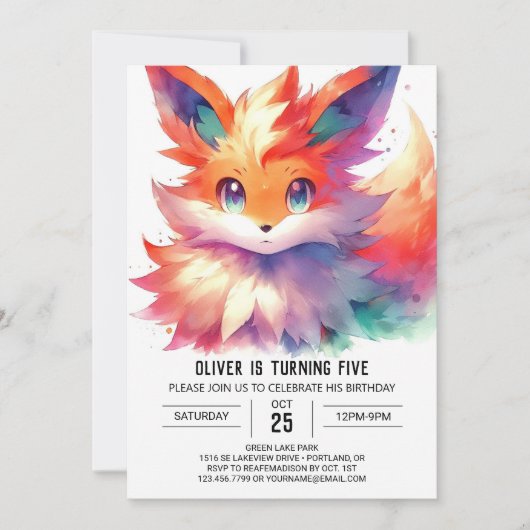 Boho Digital Fox Verjaardag Kaart (Voorkant)
