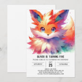 Boho Digital Fox Verjaardag Kaart (Voorkant / Achterkant)