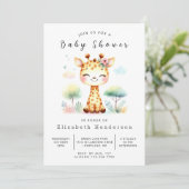 Boho Digital Giraffe Baby shower Kaart (Staand voorkant)