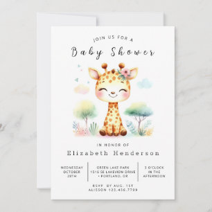 Boho Digital Giraffe Baby shower Kaart