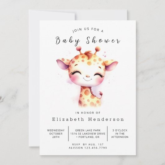 Boho Digital Giraffe Baby shower Kaart (Voorkant)
