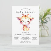 Boho Digital Giraffe Baby shower Kaart (Staand voorkant)