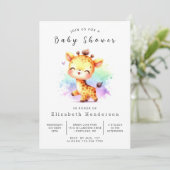 Boho Digital Giraffe Baby shower Kaart (Staand voorkant)
