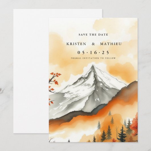 Boho Digital Mountain Save The Date (Voorkant / Achterkant)