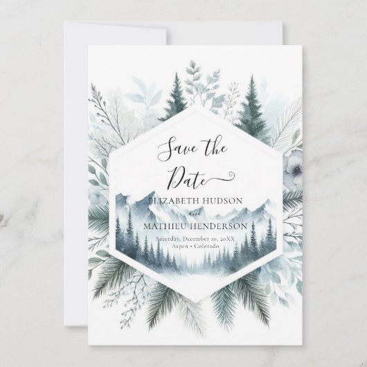 Boho Digital Mountain Wedding Save The Date (Voorkant)