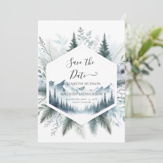 Boho Digital Mountain Wedding Save The Date (Staand voorkant)