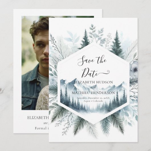 Boho Digital Mountain Wedding Save The Date (Voorkant / Achterkant)