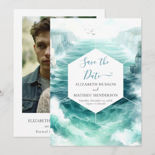 Boho Digital Nautical Wedding Save The Date (Voorkant / Achterkant)