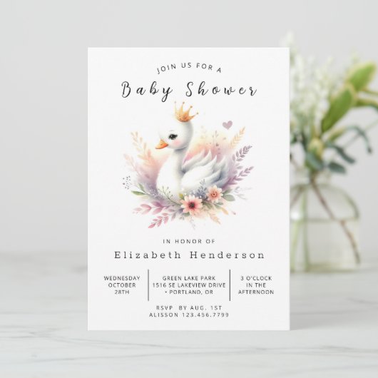 Boho Digital Swan-Baby shower Kaart (Staand voorkant)