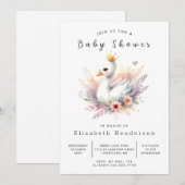 Boho Digital Swan-Baby shower Kaart (Voorkant / Achterkant)
