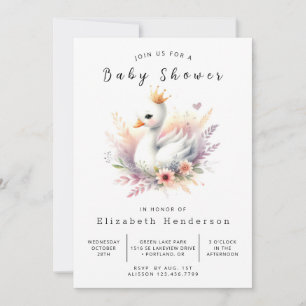 Boho Digital Swan-Baby shower Kaart