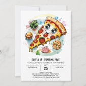 Boho digitale pizza verjaardag kaart (Voorkant)