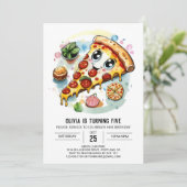 Boho digitale pizza verjaardag kaart (Staand voorkant)