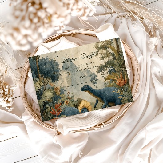 Boho Dino Baby Shower Luiers Raffle Informatiekaartje
