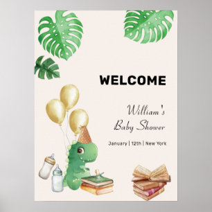 Boho Dino Verhaalboek Ballon Baby Shower Welkom Poster