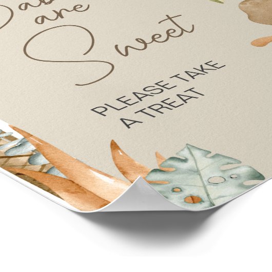 Boho Dinosaur Baby shower Baby's zijn zoet Poster (Hoek)