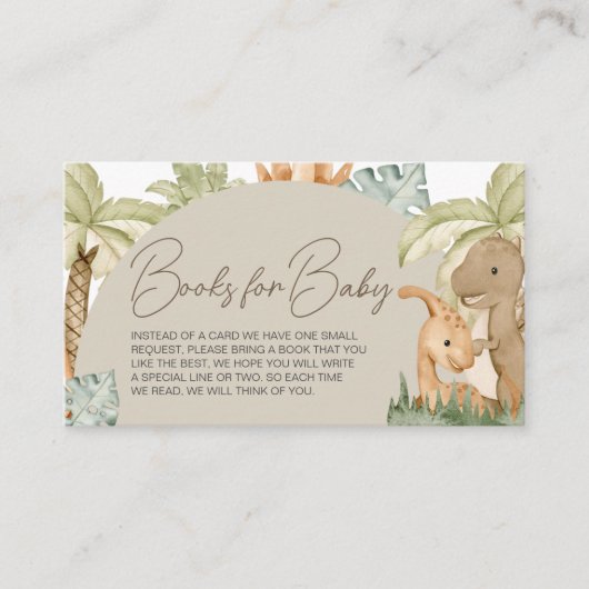 Boho Dinosaur Baby shower Boeken voor Baby Informatiekaartje (Voorkant)