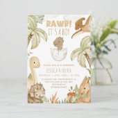 BOHO DINOSAUR Baby shower Invitation, het is een j Kaart (Staand voorkant)