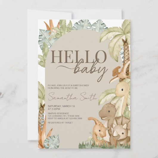 Boho Dinosaur-Baby shower Kaart (Voorkant)