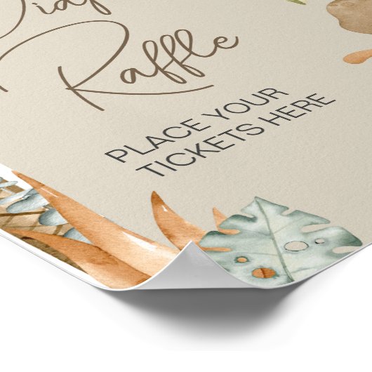 Boho Dinosaur Baby shower Luier Raffle Poster (Hoek)