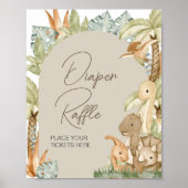 Boho Dinosaur Baby shower Luier Raffle Poster (Voorkant)