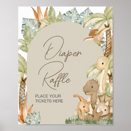 Boho Dinosaur Baby shower Luier Raffle Poster (Voorkant)