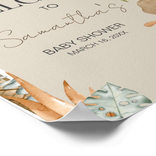 Boho Dinosaur Baby shower Welkom Poster (Hoek)