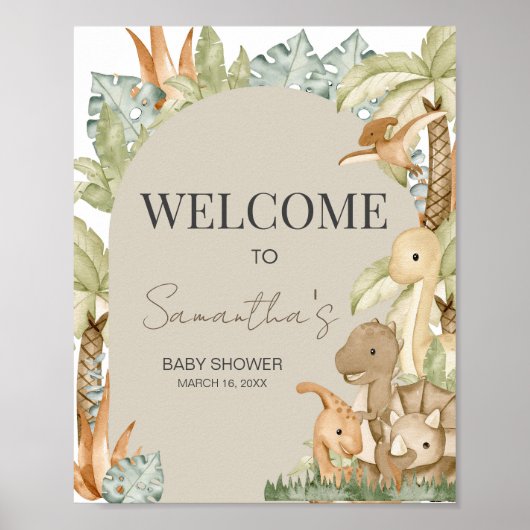 Boho Dinosaur Baby shower Welkom Poster (Voorkant)