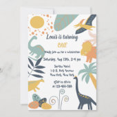 Boho Dinosaur Baby Verjaardagsfeestuitnodiging Kaart (Voorkant)