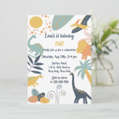 Boho Dinosaur Baby Verjaardagsfeestuitnodiging Kaart (Staand voorkant)