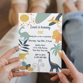Boho Dinosaur Baby Verjaardagsfeestuitnodiging Kaart